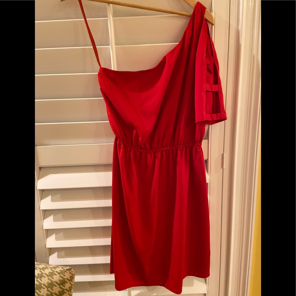 One shoulder, red-orange, Gianni Bini Small dress
